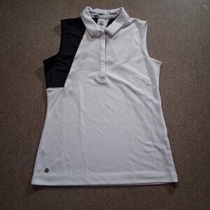 EP Pro Sleeveless Golf Tennis Polo XS White Black Gold Sport Athletic Buttons